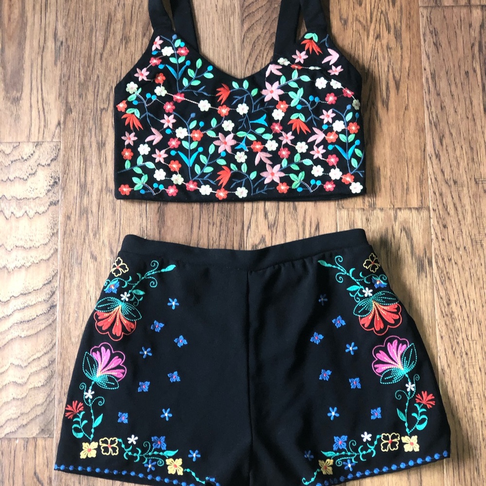 Two piece embroidered outfit